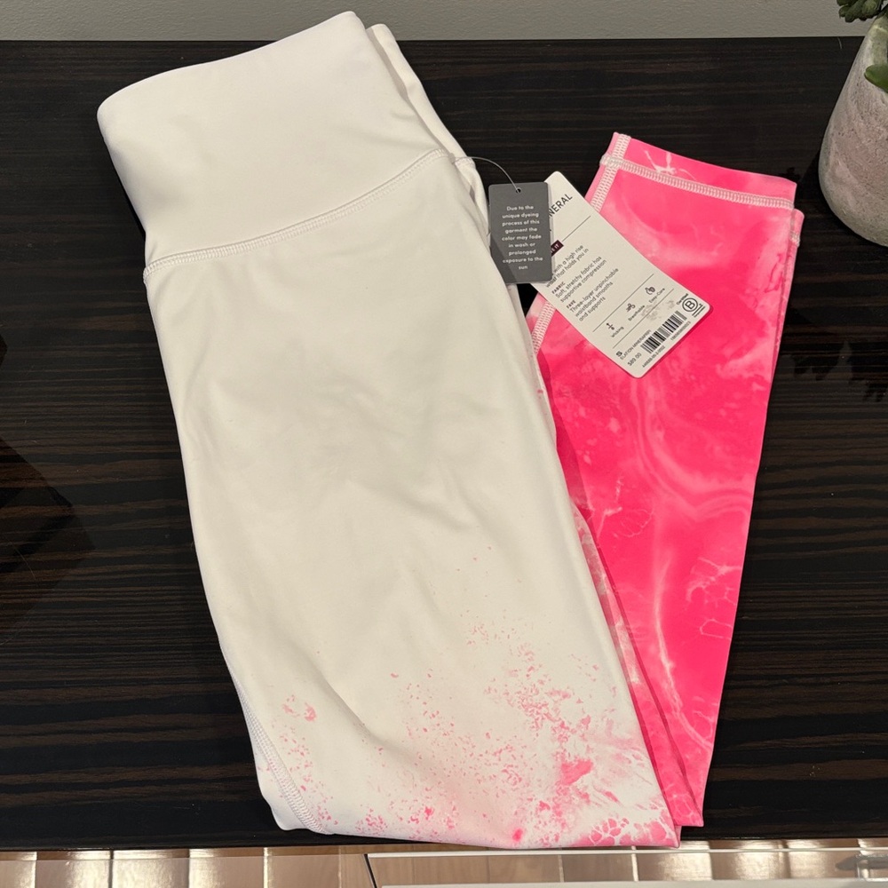 Women’s pink and white leggings 7/8 length NWT from Athleta